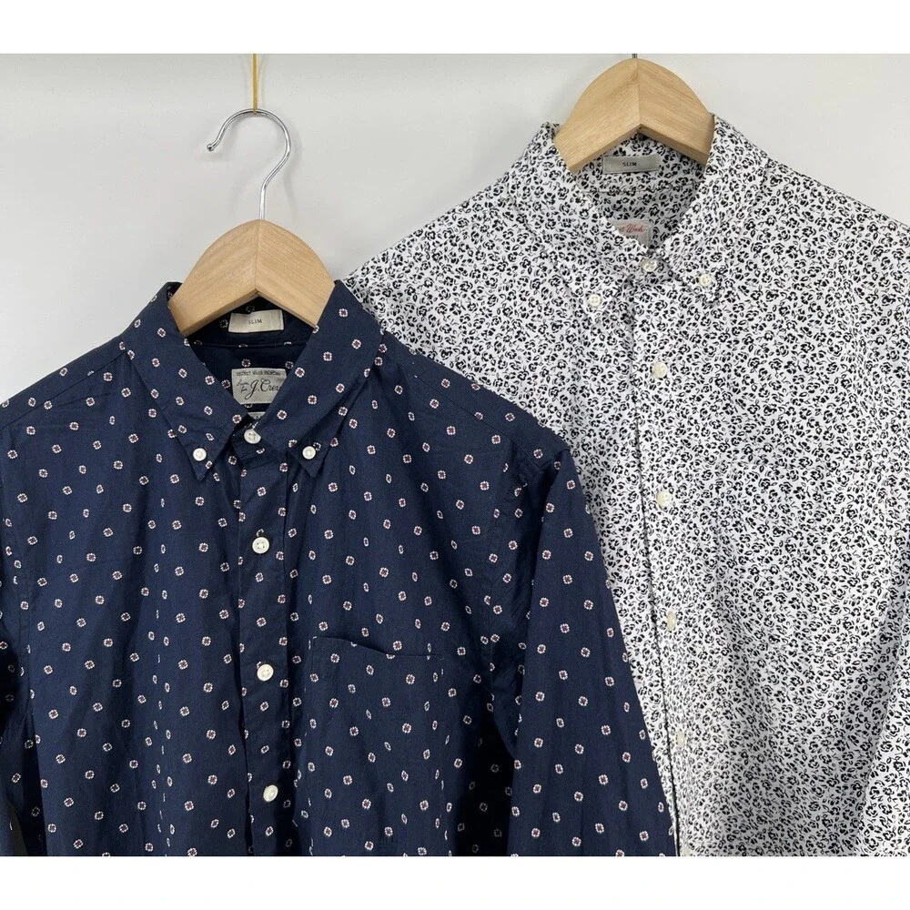 Lot of 2 J.CREW Slim Secret Wash Long Sleeve Button Down Shirts Size S 20x29 EUC